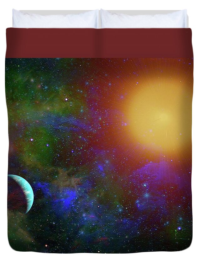  Duvet Cover featuring the digital art A Sun Going Red Giant by Don White Artdreamer