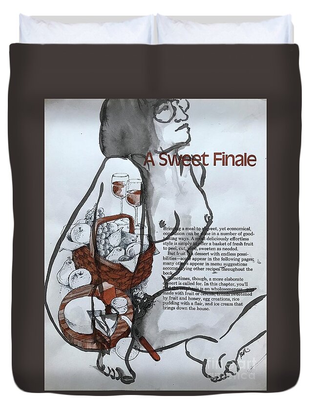 Life Drawing Duvet Cover featuring the drawing A Sweet Finale by M Bellavia