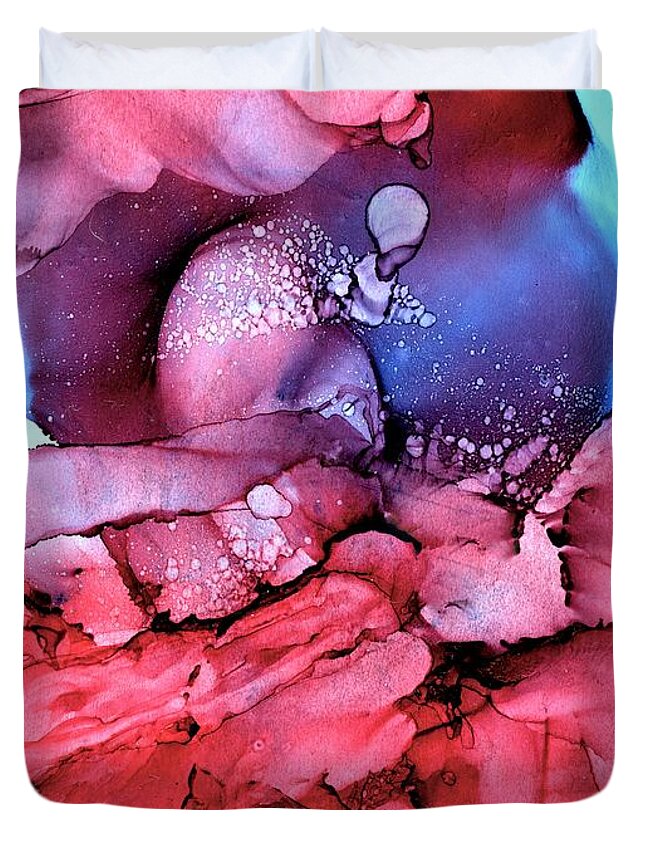 Alcohol Ink Duvet Cover featuring the painting A thoroughfare of freedom beat by Angela Marinari
