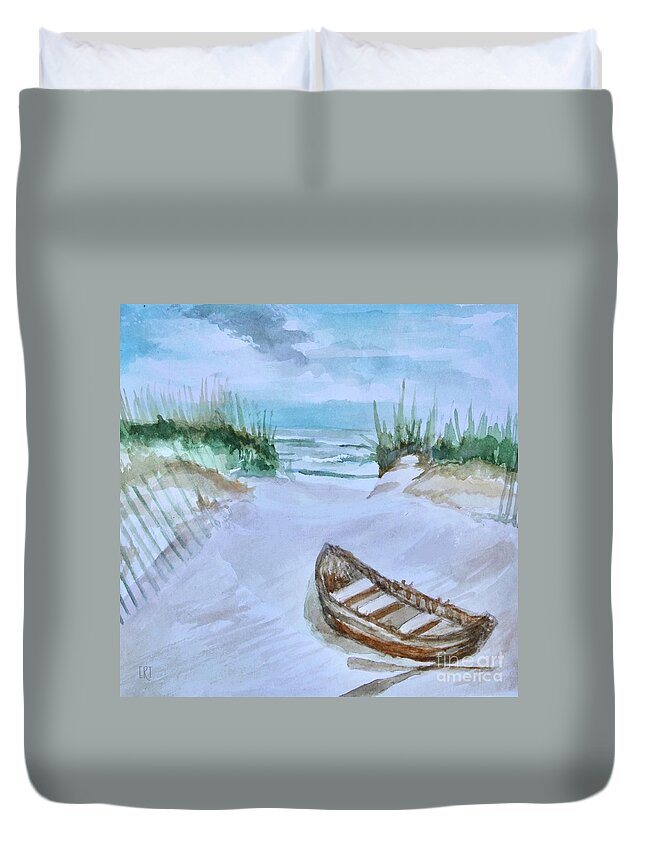 Landscape Duvet Cover featuring the painting A Trip to the Beach by Elizabeth Robinette Tyndall