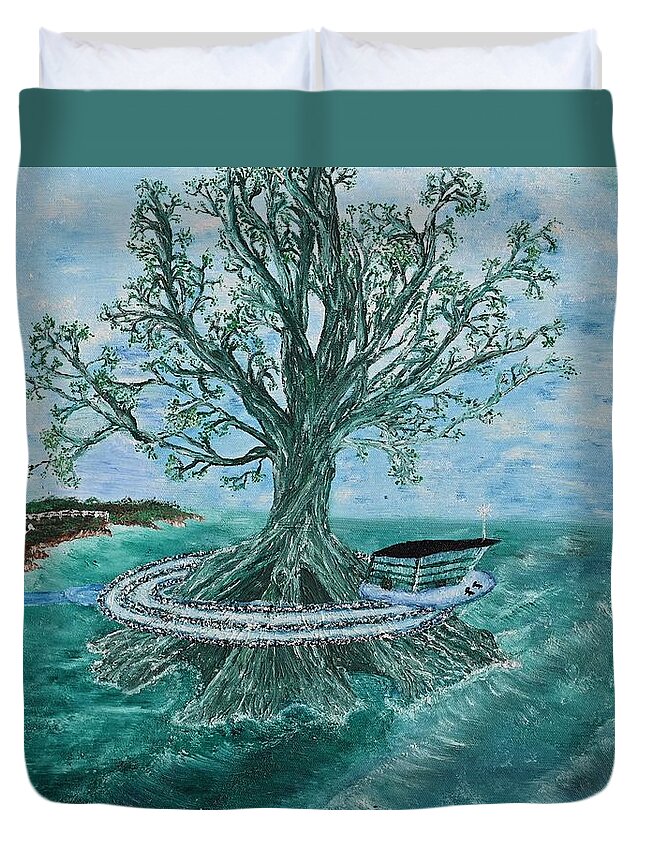 Christina Knight Duvet Cover featuring the painting A Verde by Christina Knight