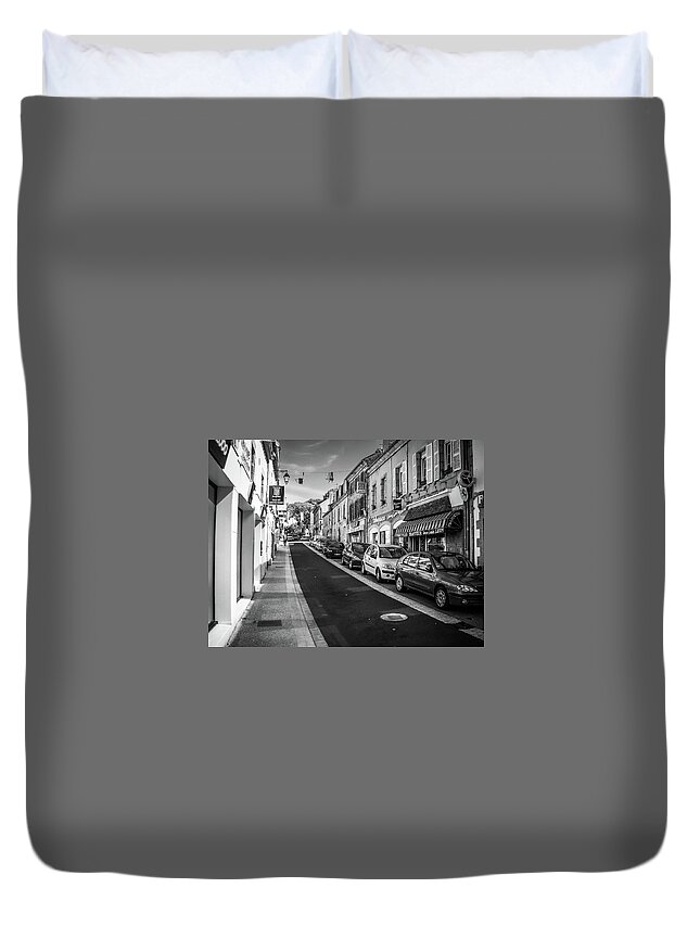 France Duvet Cover featuring the photograph A view from town by Jim Feldman