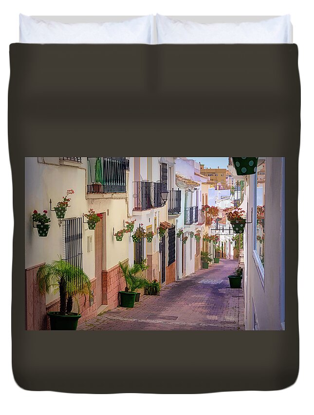 Andalusian City Duvet Cover featuring the photograph A visit to the city of Estepona - 7 by Jordi Carrio Jamila