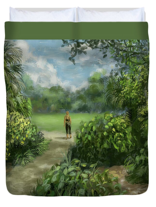 Garden Duvet Cover featuring the digital art A Walk In The Garden by Larry Whitler