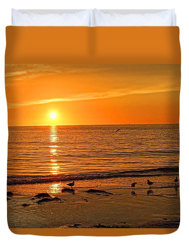 Gulf Of Mexico Duvet Cover featuring the photograph A Warm Summer Night by HH Photography of Florida