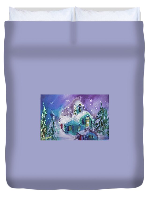 Winter Duvet Cover featuring the digital art A Winter Night by Lisa Kaiser