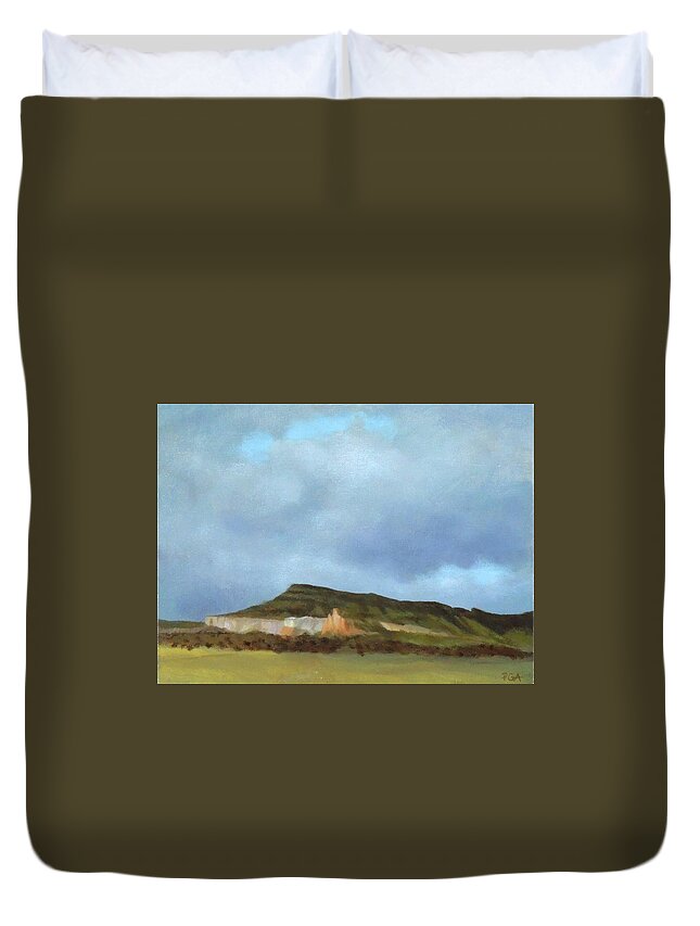 New Mexico Duvet Cover featuring the painting A Wintry Day in Abiquiu by Phyllis Andrews