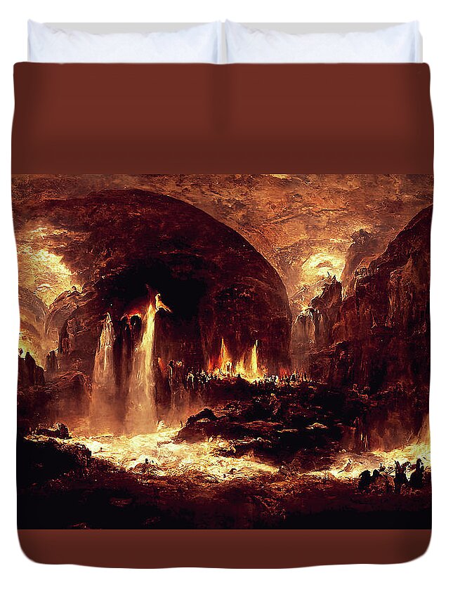Dante Duvet Cover featuring the painting Abandon all hope, you who enter here, 01 by AM FineArtPrints