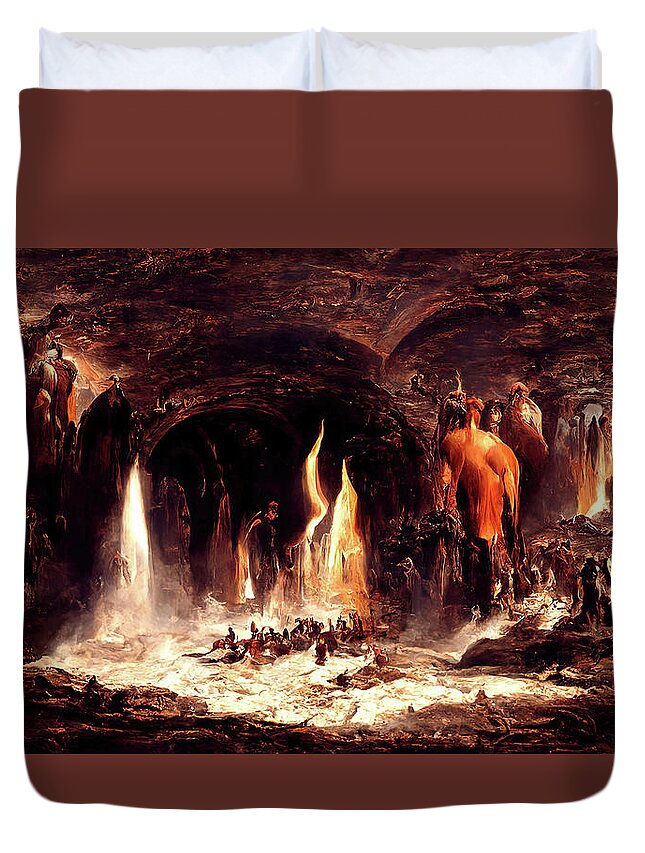 Dante Duvet Cover featuring the painting Abandon all hope, you who enter here, 02 by AM FineArtPrints