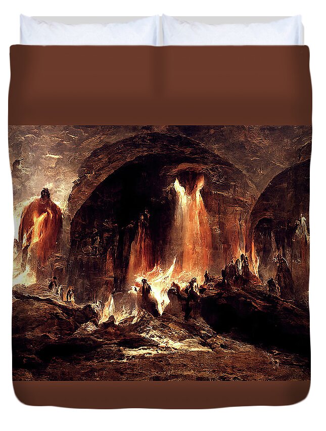 Dante Duvet Cover featuring the painting Abandon all hope, you who enter here, 03 by AM FineArtPrints