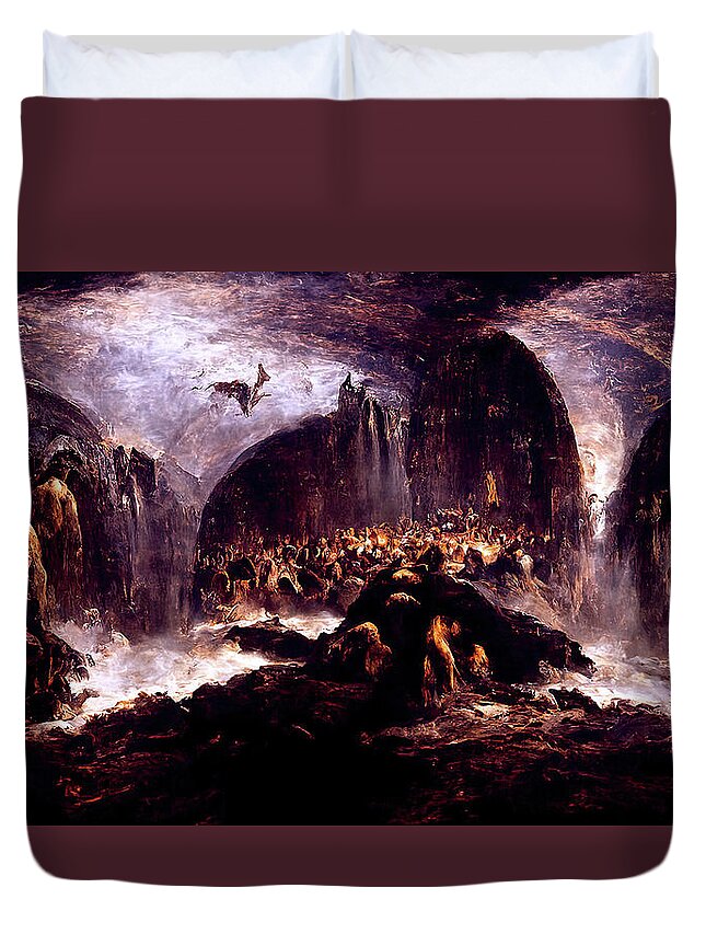 Dante Duvet Cover featuring the painting Abandon all hope, you who enter here, 04 by AM FineArtPrints