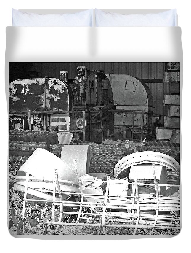 Industrial Equipment Duvet Cover featuring the photograph Abandoned Industrial Rubbish by Linnie Greenberg