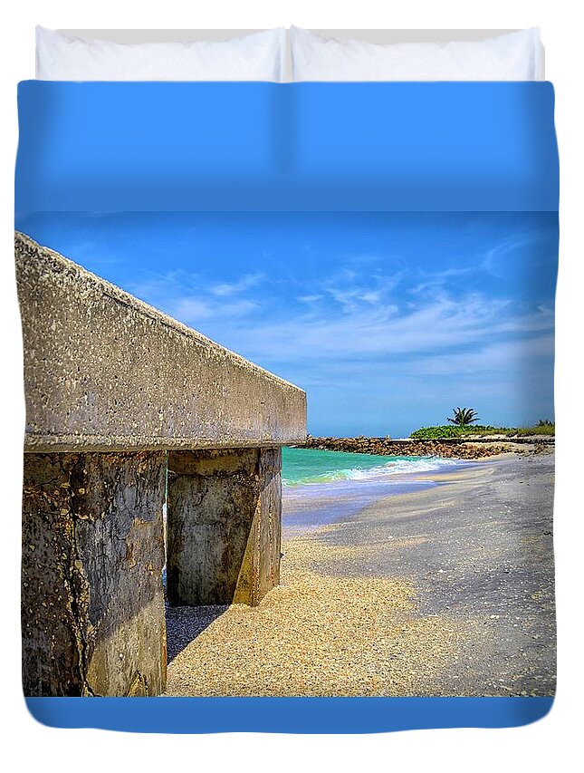 Boca Grande Duvet Cover featuring the photograph Abandoned Pier by Alison Belsan Horton