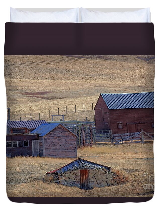 Buildings Duvet Cover featuring the photograph Ranch Buildings by Kae Cheatham