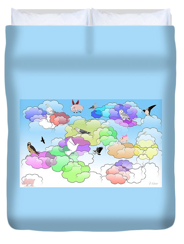 Clouds Duvet Cover featuring the digital art Above It All by Denise F Fulmer