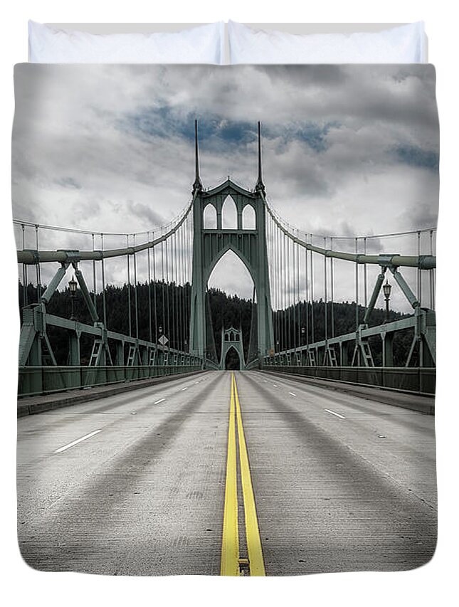 Cathedral Duvet Cover featuring the photograph Above the Cathedral by Ryan Manuel