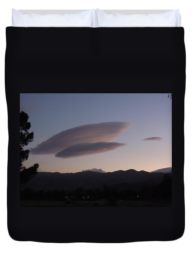 Clouds Duvet Cover featuring the photograph Above the Clouds by Leslie Porter