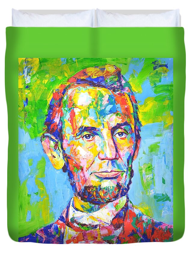 Abraham Lincoln Duvet Cover featuring the painting 	Abraham Lincoln by Iryna Kastsova