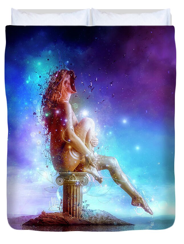 Surreal Duvet Cover featuring the digital art Absent minded by Mario Sanchez Nevado