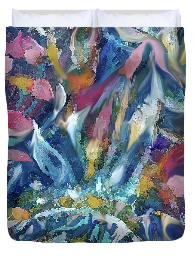 Encaustic Duvet Cover featuring the mixed media Abstract 2-23-21 by Jean Batzell Fitzgerald