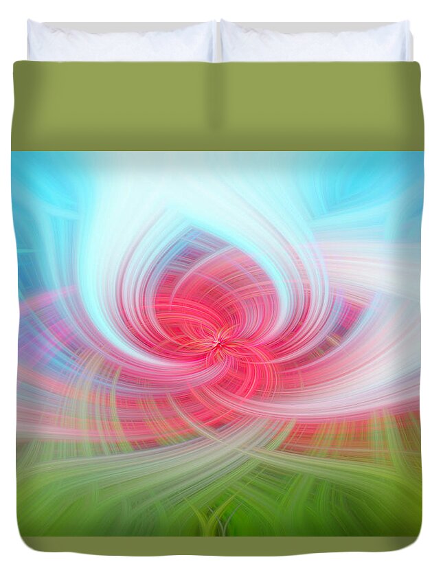 Abstract Photography Photograph Blue Pink White Green Duvet Cover featuring the photograph Abstract 4 by Denise LeBleu