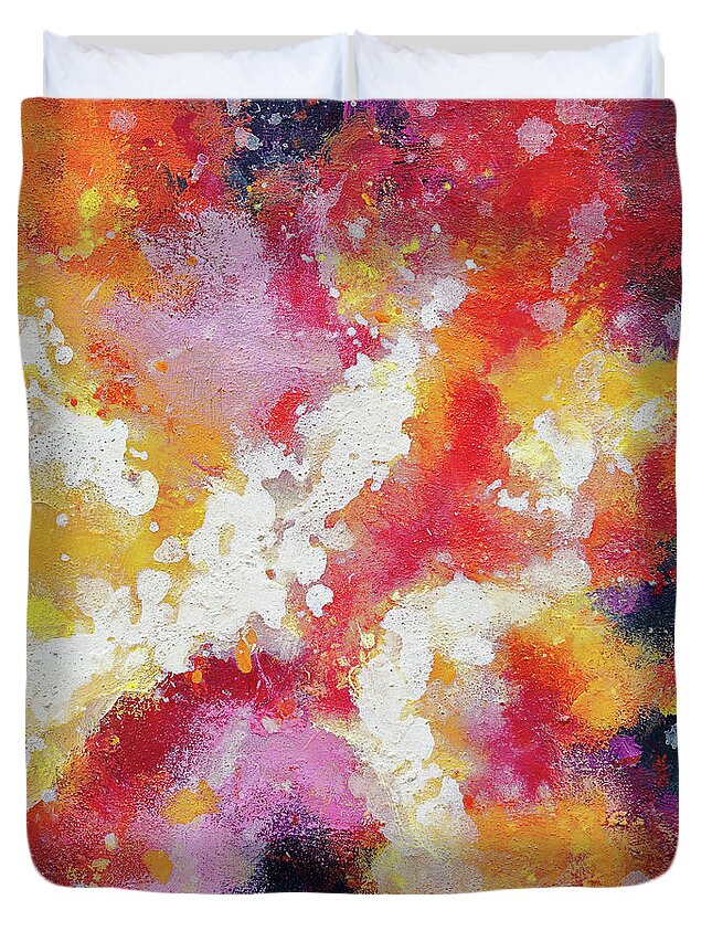 Abstract Duvet Cover featuring the painting Abstract 93 by Maria Meester