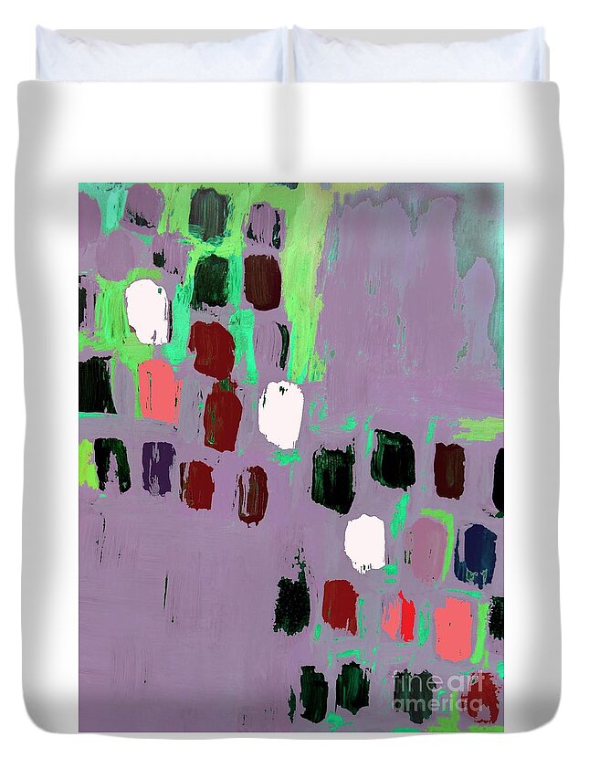 Abstract Duvet Cover featuring the mixed media Abstract Cameo Lights by Vesna Antic