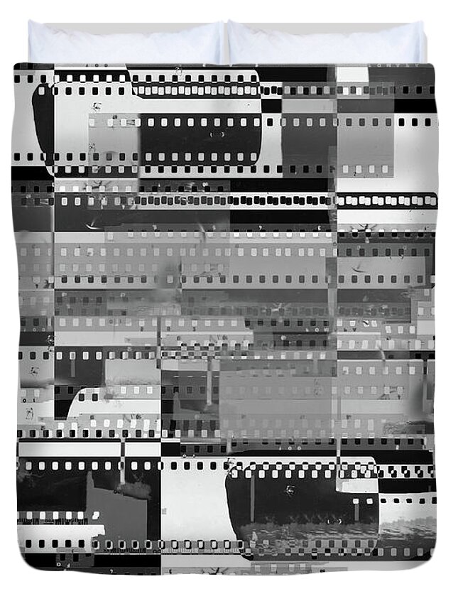 Abstract collage of celluloid film strips Duvet Cover