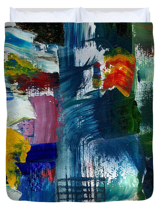Abstract Collage Duvet Cover featuring the painting Abstract Color Relationships l by Michelle Calkins