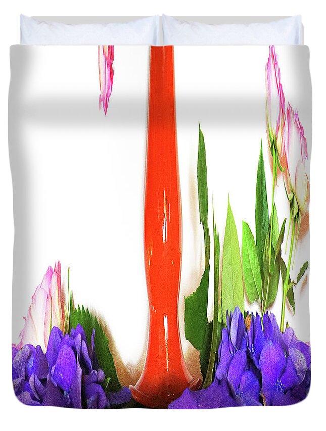 Flowers Duvet Cover featuring the digital art Abstract flowers 1 by Kathleen Illes