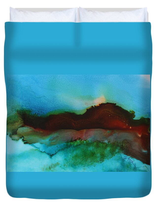 Abstract Landscape Duvet Cover featuring the painting Abstract Landscape by Sandra Fox