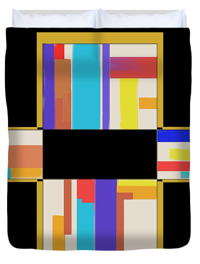 Lines Duvet Cover featuring the digital art Abstract Lines and Bars by Kae Cheatham