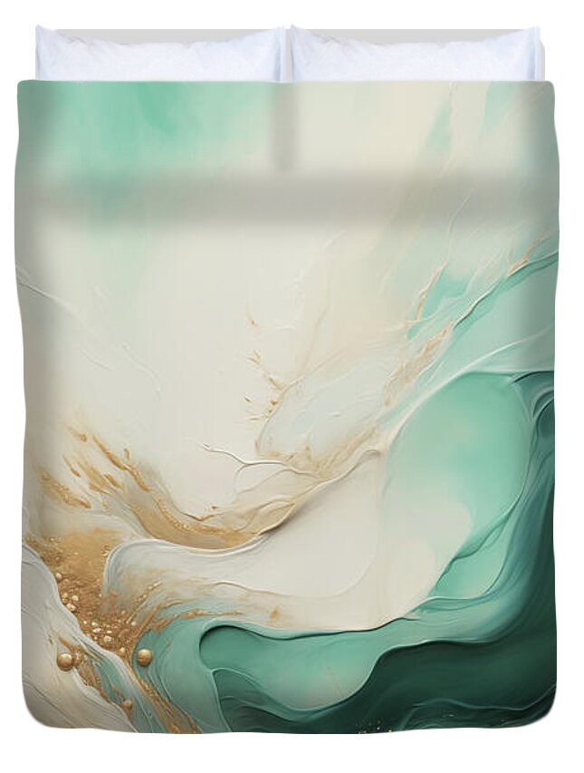 Blue Duvet Cover featuring the painting Abstract Seascape 4 by Greg Collins