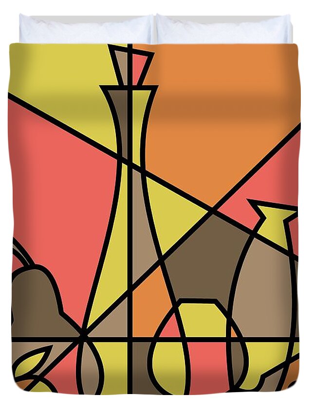 Mid Century Duvet Cover featuring the digital art Abstract Still Life 2 by Donna Mibus