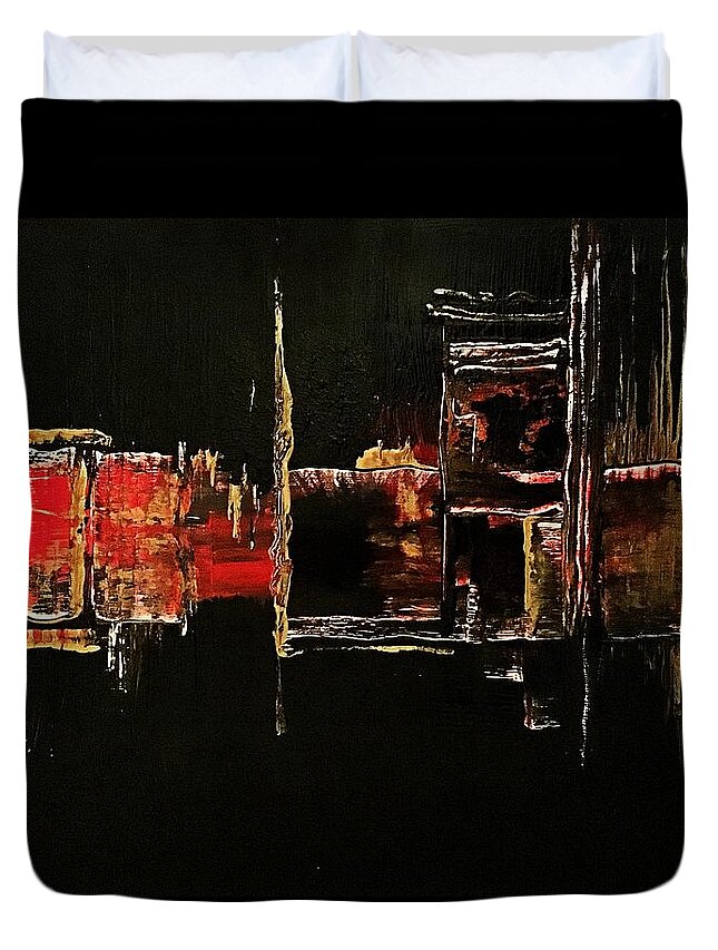 Collage Duvet Cover featuring the painting Abstract by Tanja Leuenberger