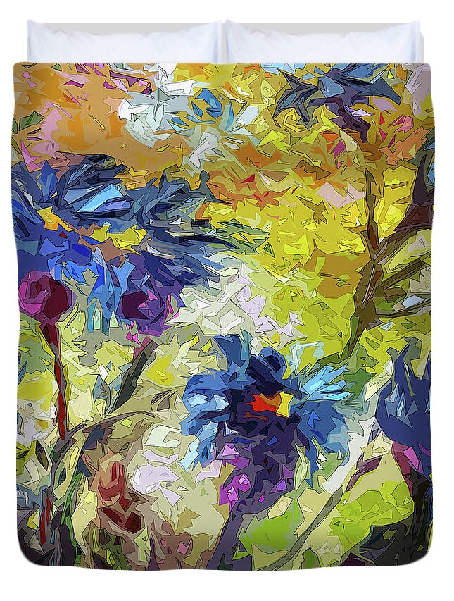 Abstract Art Duvet Cover featuring the mixed media Abstract Thistles Floral Art by Ginette Callaway
