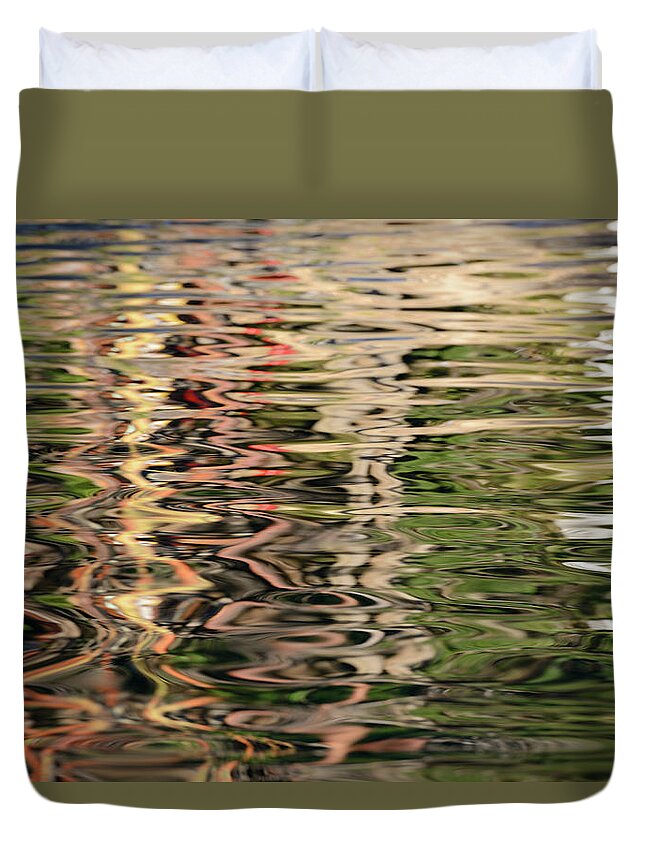 Arbutus Duvet Cover featuring the photograph Abstract tree reflections, Wallace Island, Gulf Islands, British Columbia by Kevin Oke