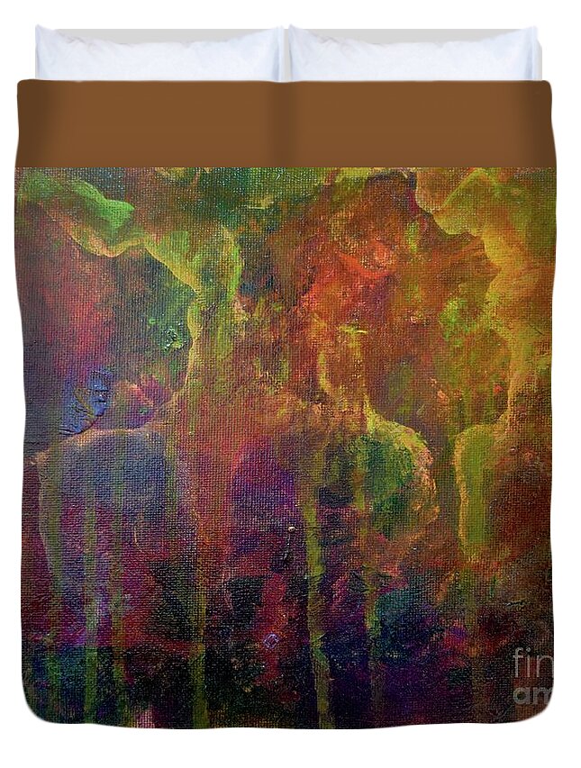 Barrieloustark Duvet Cover featuring the painting Abstract Trees #1 by Barrie Stark