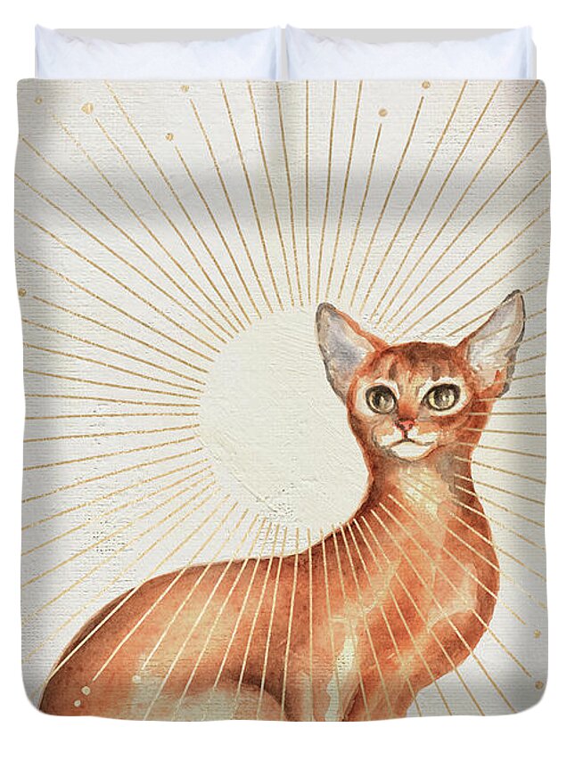 Abyssinian Cat Duvet Cover featuring the painting Abyssinian Cat by Garden Of Delights