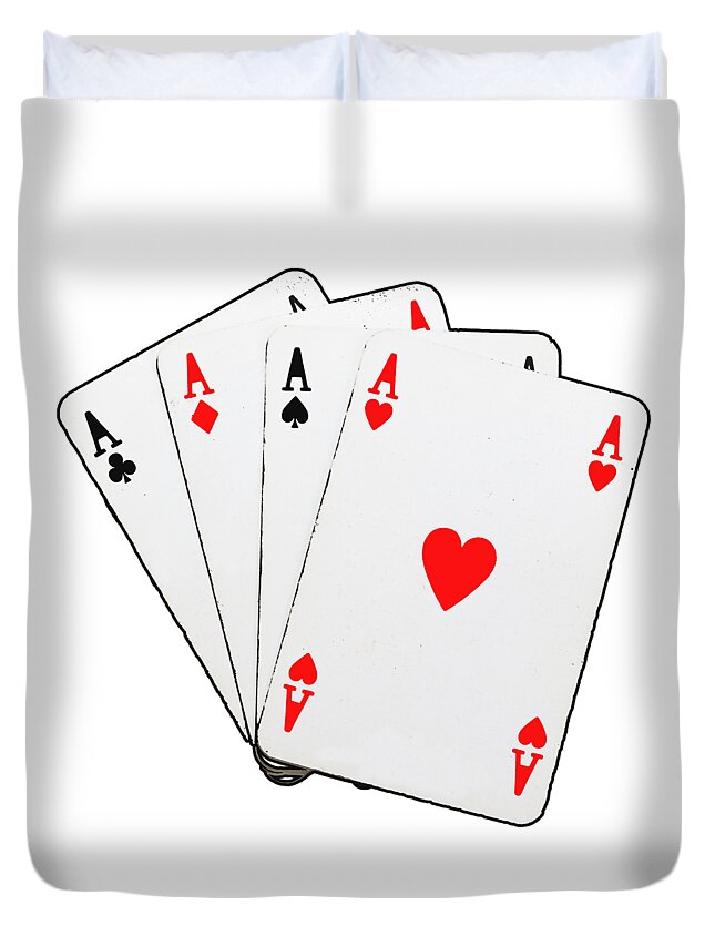 Playing Cards Duvet Cover featuring the digital art Aces playing cards by Tom Conway