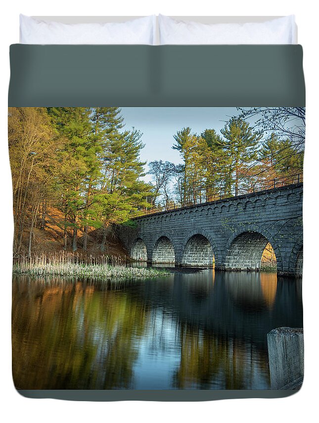 Massachusetts Duvet Cover featuring the photograph Across the Water by Dimitry Papkov