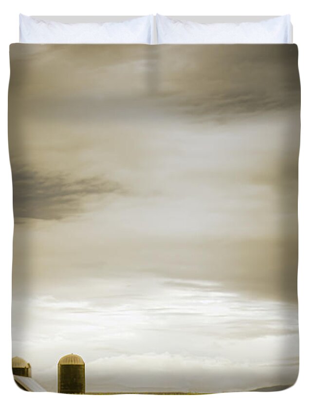 Agricultural Field Duvet Cover featuring the photograph Across the Wheat Field by Don Schwartz