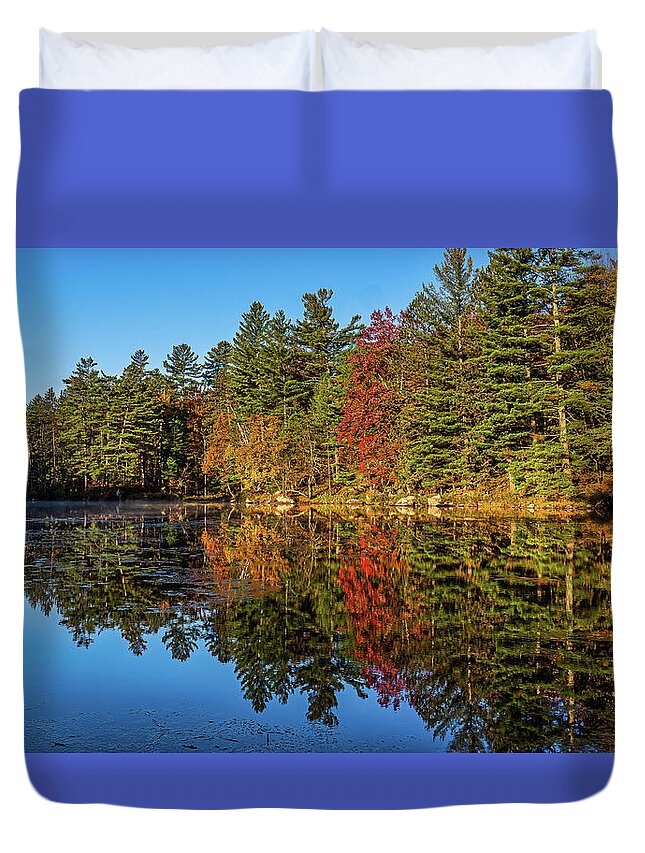 Fall Duvet Cover featuring the photograph Adirondacks Autumn at Tupper Lake 1 by Ron Long Ltd Photography