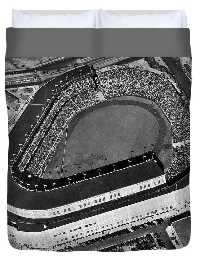 1930s Duvet Cover featuring the photograph Aerial View Of Yankee Stadium by Underwood Archives