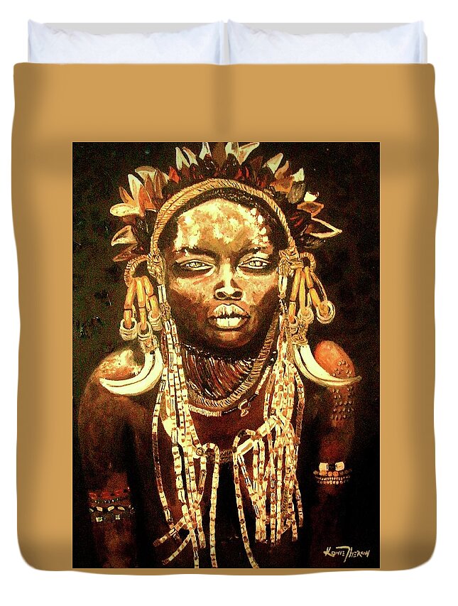 Africa Duvet Cover featuring the painting African Beauty by Kowie Theron