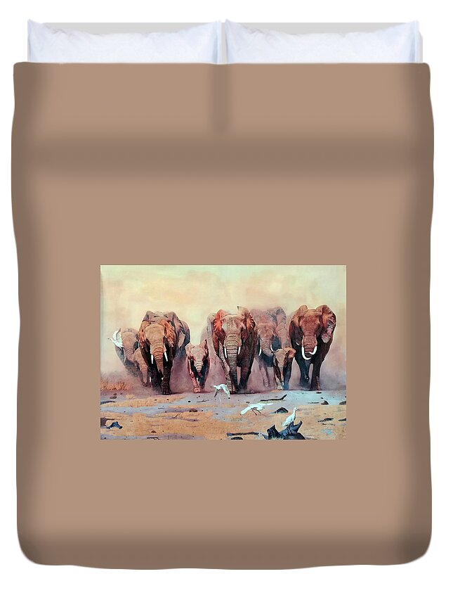 Africa Duvet Cover featuring the painting African Family Avante by Ronnie Moyo