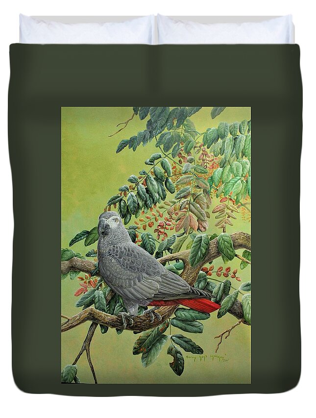 African Grey Parrot Duvet Cover featuring the painting African Grey Parrot by Barry Kent MacKay