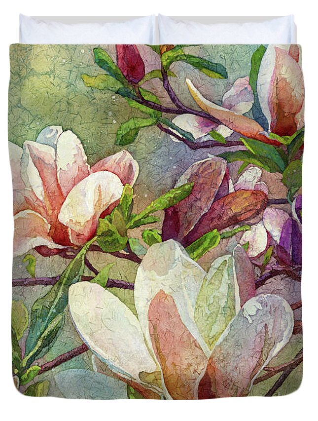 Magnolia Duvet Cover featuring the painting After a Fresh Rain by Hailey E Herrera