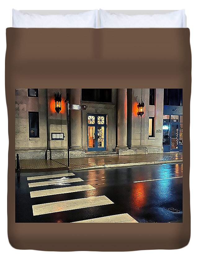 Crosswalk Duvet Cover featuring the photograph After Dinner Stroll by Lee Darnell