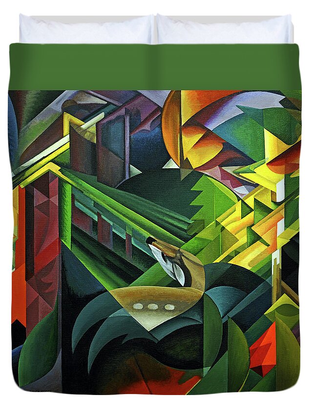 Franz Marc Duvet Cover featuring the painting After Marc-Deer In A Monastery Garden by Bruce Bodden